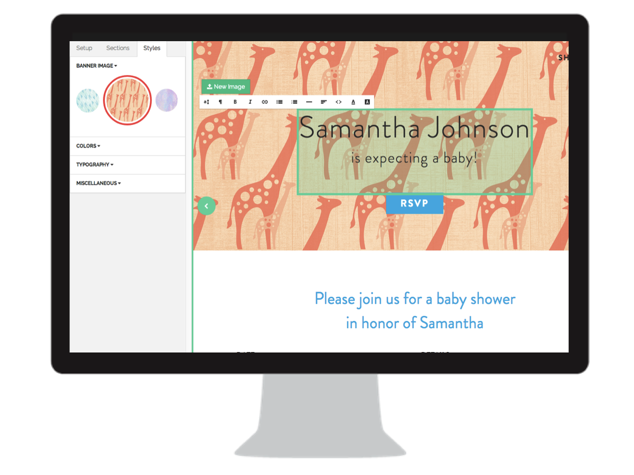 Baby shower website sale